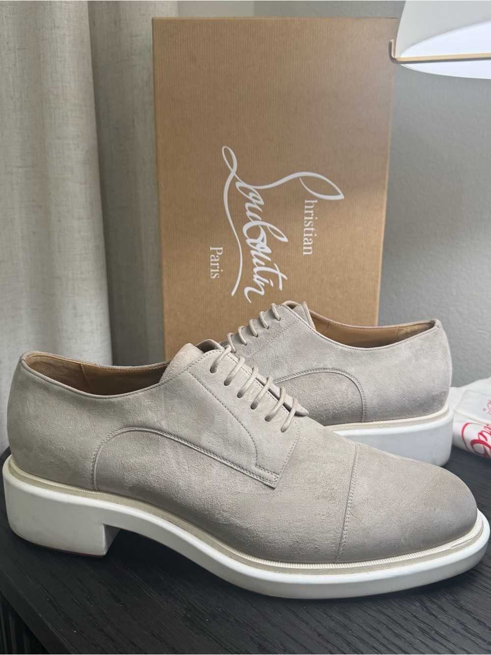 Christian Louboutin Urbino Lace-Up Dress Shoes Suede Goose 45 - Picture 5 of 11